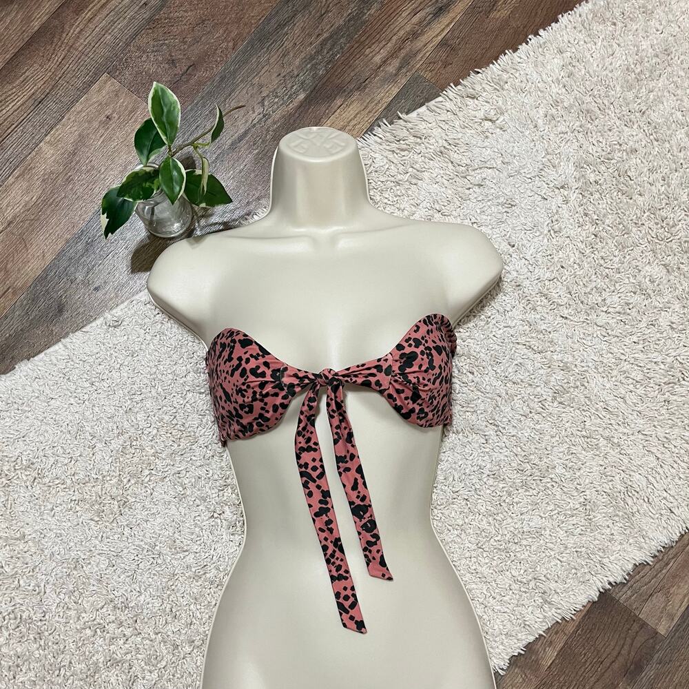 Pacsun L.A. Hearts Leopard Print Beth Tie Bandeau Strapless Bikini Top NWOT